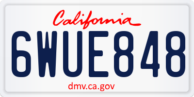 CA license plate 6WUE848
