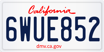 CA license plate 6WUE852