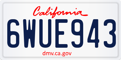 CA license plate 6WUE943