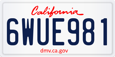 CA license plate 6WUE981