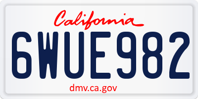 CA license plate 6WUE982