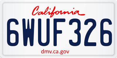 CA license plate 6WUF326