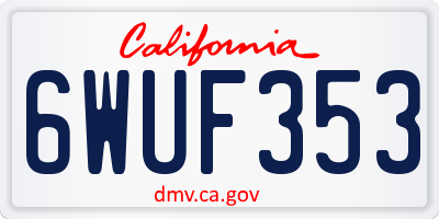 CA license plate 6WUF353