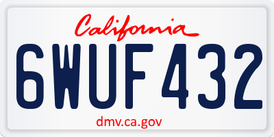 CA license plate 6WUF432