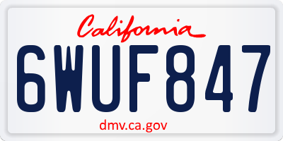 CA license plate 6WUF847
