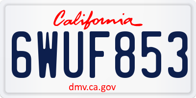 CA license plate 6WUF853