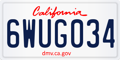 CA license plate 6WUG034