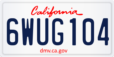 CA license plate 6WUG104