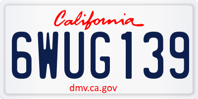 CA license plate 6WUG139