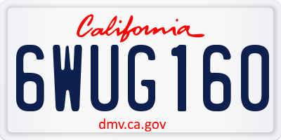 CA license plate 6WUG160