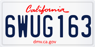 CA license plate 6WUG163