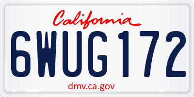 CA license plate 6WUG172