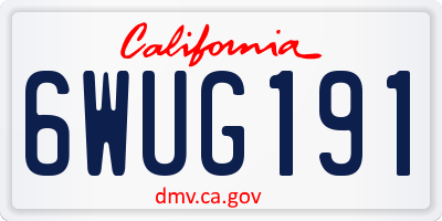 CA license plate 6WUG191