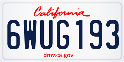 CA license plate 6WUG193