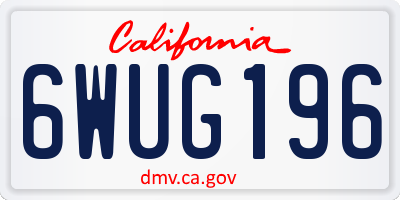 CA license plate 6WUG196