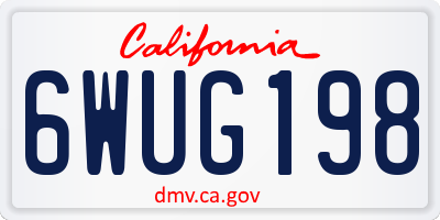 CA license plate 6WUG198