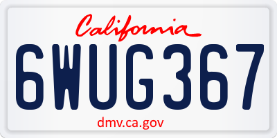CA license plate 6WUG367