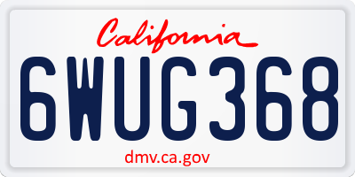 CA license plate 6WUG368