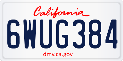CA license plate 6WUG384