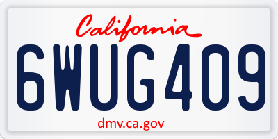 CA license plate 6WUG409