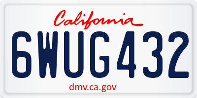 CA license plate 6WUG432