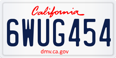 CA license plate 6WUG454
