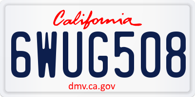 CA license plate 6WUG508