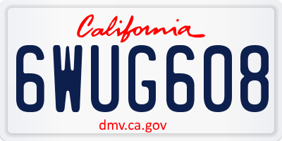CA license plate 6WUG608