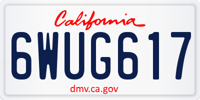 CA license plate 6WUG617