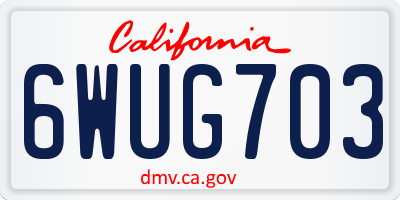 CA license plate 6WUG703