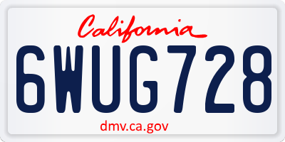 CA license plate 6WUG728