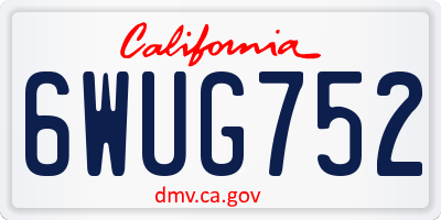 CA license plate 6WUG752