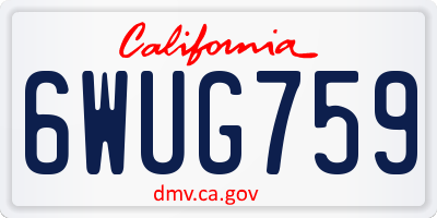 CA license plate 6WUG759