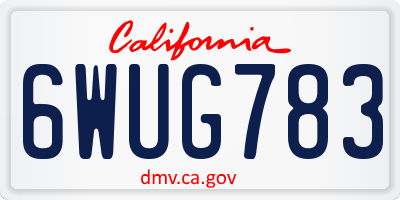 CA license plate 6WUG783