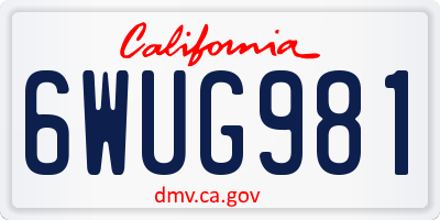 CA license plate 6WUG981