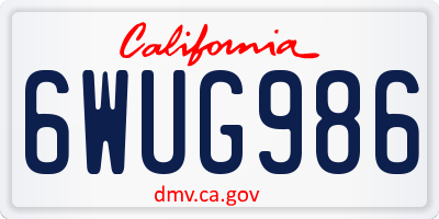 CA license plate 6WUG986