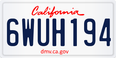 CA license plate 6WUH194