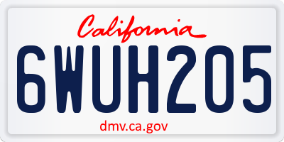 CA license plate 6WUH205