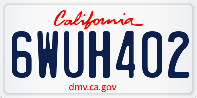 CA license plate 6WUH402