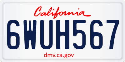 CA license plate 6WUH567