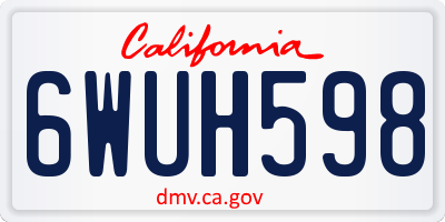 CA license plate 6WUH598