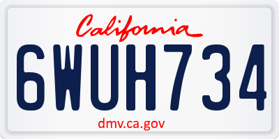 CA license plate 6WUH734