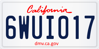 CA license plate 6WUI017