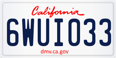 CA license plate 6WUI033