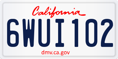 CA license plate 6WUI102