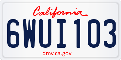 CA license plate 6WUI103
