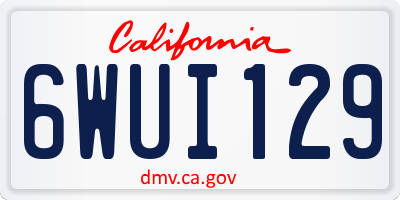 CA license plate 6WUI129
