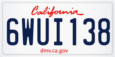CA license plate 6WUI138