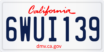 CA license plate 6WUI139