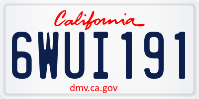 CA license plate 6WUI191